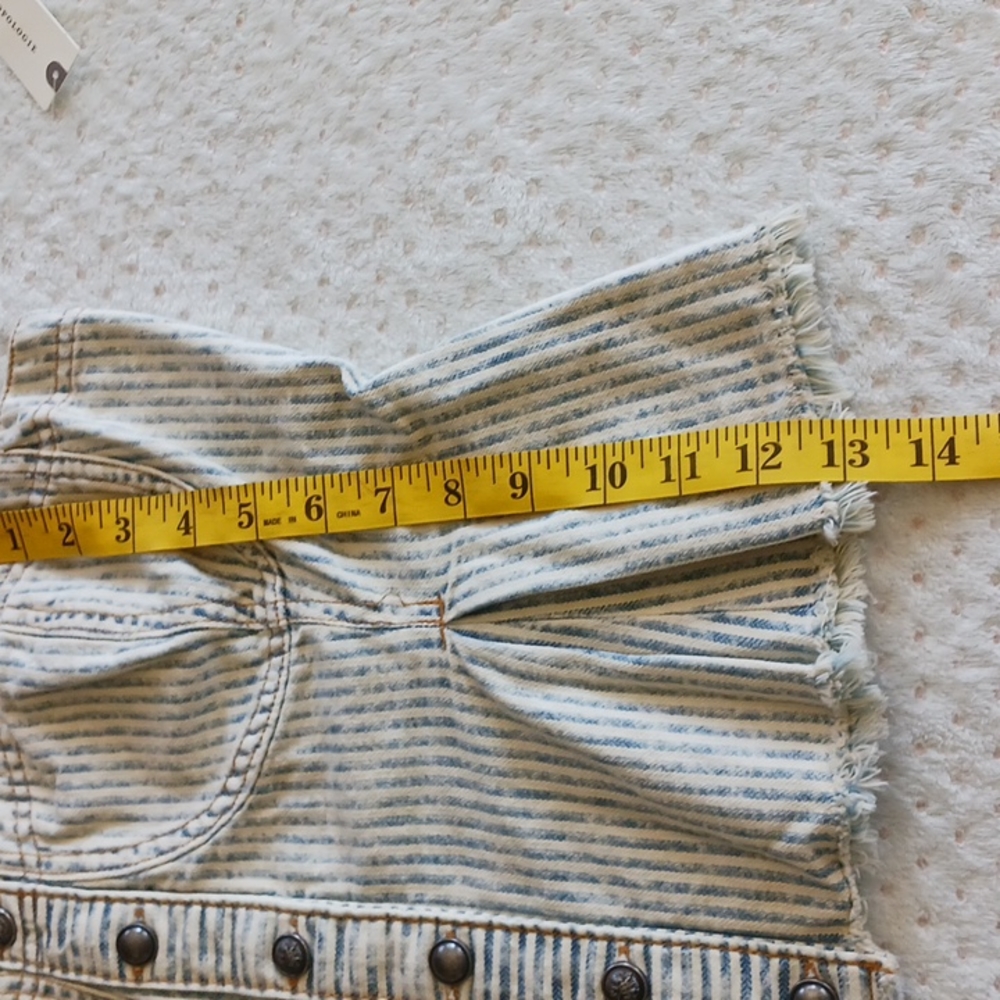 SOLD   HOST PICK ☆Anthropologie Denim Peplum Corset Top,  Blue Stripe - Picture 6 of 11